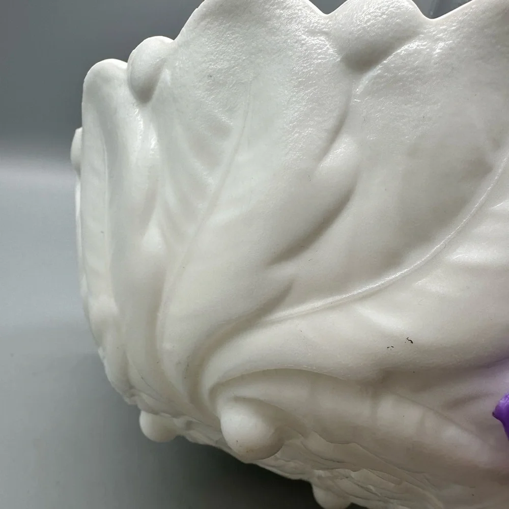Indiana Glass Wild Rose milk glass footed bowl